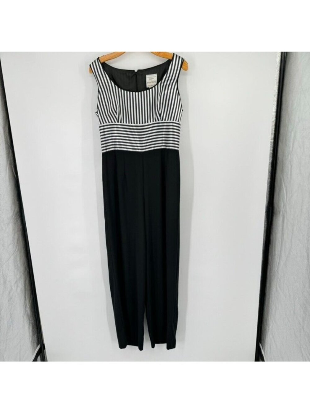 JOSEPH RIBKOFF Black Jumpsuit  Pant Suit w/ jacket womens stripes size 10 - Picture 2 of 16